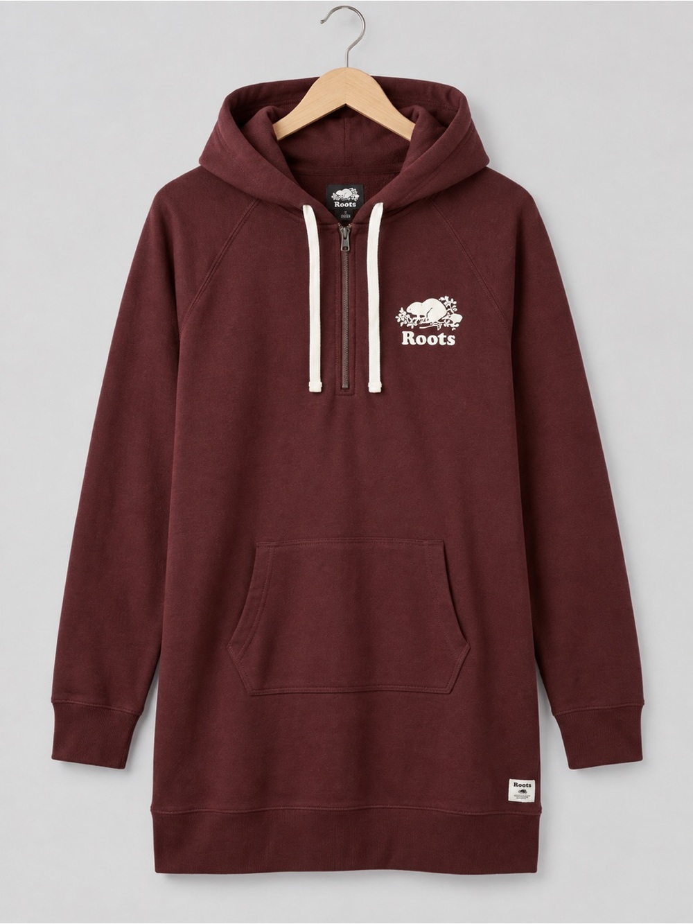 Roots Half-Zip Fleece Hoodie Dress / Longline Tunic Hoodie